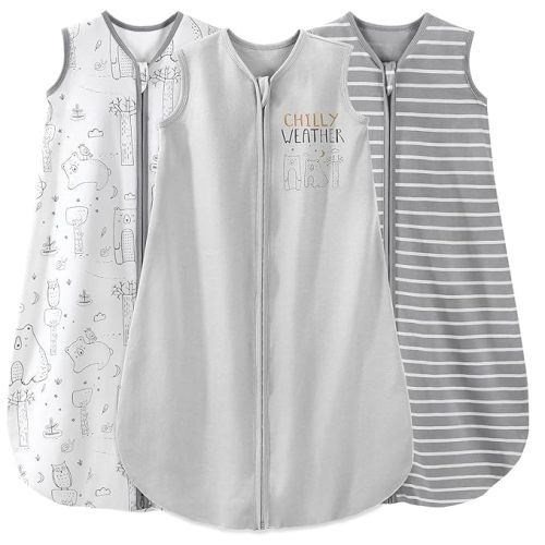 Yoofoss Baby Sleep Sack 6-12 Months Baby Wearable Blanket 100% Cotton 2-Way Zipper Toddler Sleeping Sack, 3 Pack Soft Lightweight Sleep Sacks for Babies