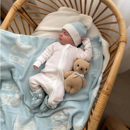 Knit Blanket | Sky Blue Cowboy Boots – Little and Fern