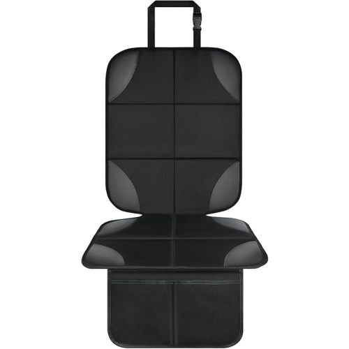Musclez Baby Car Seat Protectors for Child Car Seat, Baby Car Seat Cover Waterproof 600D Fabric Padding Non-Slip Backing 2 Mesh Pockets, Carseat Protector for Travel Vehicles Baby Pets (Black-1pcs)