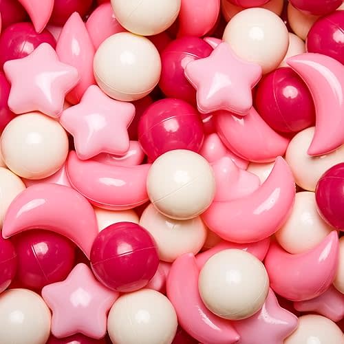 GOGOSO Ball Pit Balls Stars Moon Shapes Plastic Pitballs for Toddler Play Tent Baby Photo Props Kids Pool Water Toys Kiddie Pool Party Decor, Stars+Moons Balls,100PCS