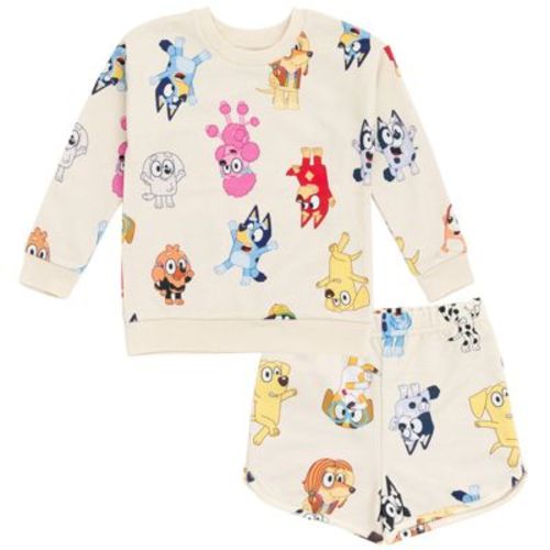 Bluey Bingo Chloe Toddler Girls French Terry Sweatshirt And Shorts Multicolor 2t