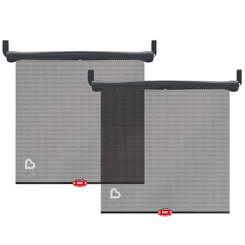Munchkin Brica Sun Safety Car Window Shade with Heat Alert, Helps Block UVA/UVB Rays, 2 Pack, Black