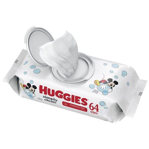 Huggies Simply Clean Baby Wipes, Flip-Top Pack Fragrance Free, 64