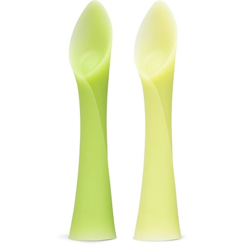 Olababy 100% Silicone Soft-Tip Training Spoon for Baby Led Weaning 2pack (Kiwi/Lemon)