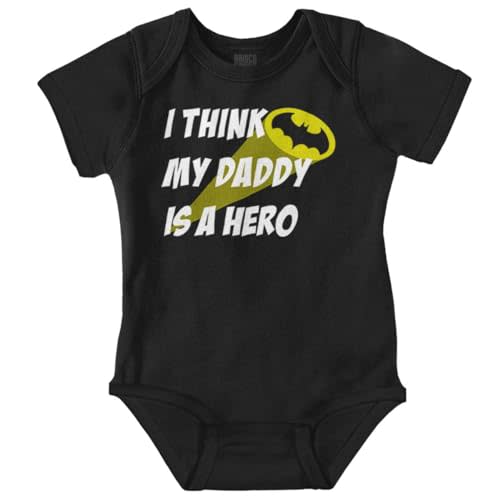 Brisco Brands I Think My Daddy is a Hero Superhero Baby Romper Boys or Girls