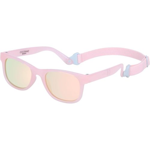 COCOSAND Baby Sunglasses with Strap Polarized Flexible Square UV400 for Infant Toddler Boys Girls Age 0-24 Months