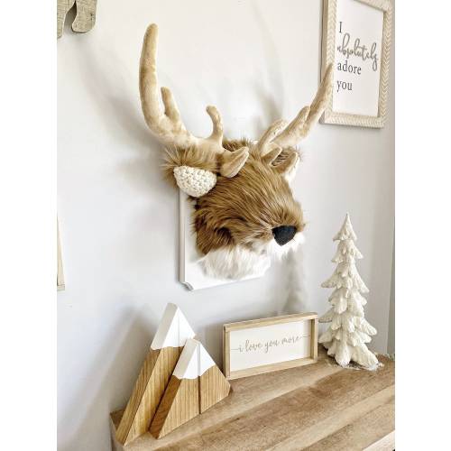 Plush Deer Wall Decor, Faux Taxidermy Woodland Nursery, hunting lover baby gift, buck trophy plush, cute forest room decor, ClaraLoo