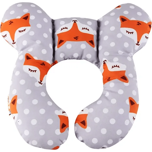 Baby Travel Pillow, Infant Head and Neck Support Pillow for Car Seat, for 0-2 Years Old Baby (Gray Fox)