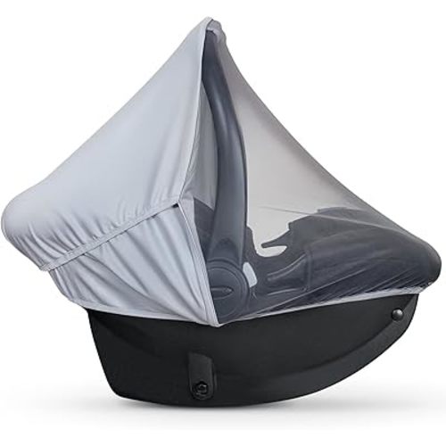liuliuby 2-in-1 Baby Car Seat Cover for Baby Carseat Cover | Car Seat Sun Shade Cover & Mosquito Net for Infant | Baby Boy Car Seat Cover Baby | Breathable Car Seat Canopy Covers for Unisex (Gray)