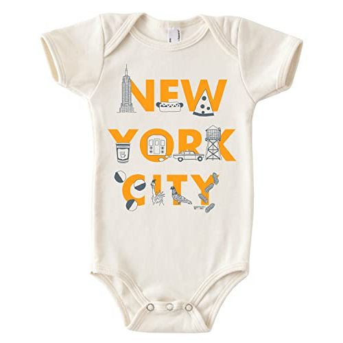 MAPTOTE Font One Piece-Unisex Baby Organic Cotton Short Sleeve Bodysuits-Various Sizes 3-18 Months-City Specific-Made in USA