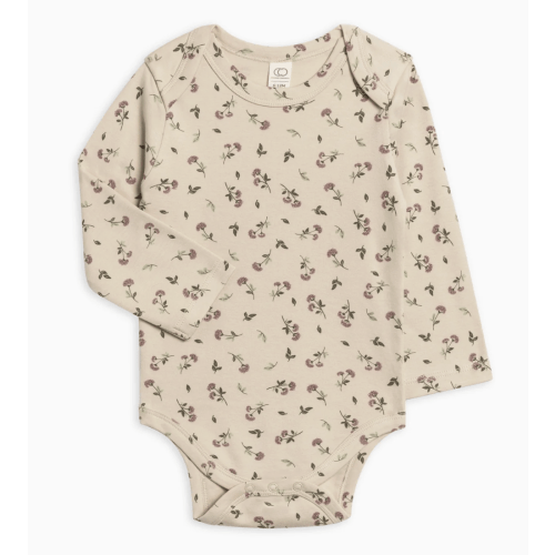 River Bodysuit: size NB, Betty Floral / Purple + Olive