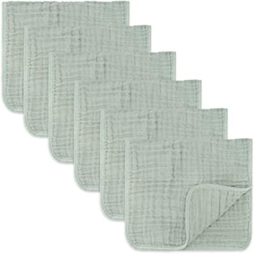 Muslin Burp Cloths 6 Pack Large 100% Cotton Hand Washcloths (Fern, Pack of  6), Pack Of 6 - Foods Co.