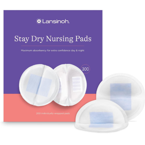 Lansinoh Stay Dry Disposable Nursing Pads, Soft and Super Absorbent Breast Pads, Breastfeeding Essentials for Moms, 200 Count