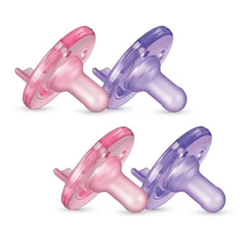 Philips AVENT Soothie Pacifier, Pink/Purple, 0-3 Months, 4 Pack, SCF190/42 - 0-3m