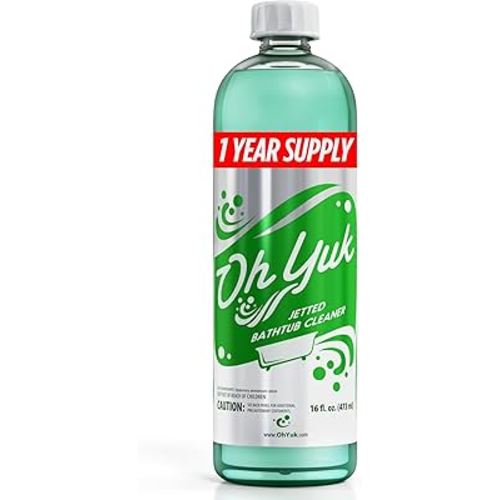 Oh Yuk Jetted Tub Cleaner for Jacuzzis, Bathtubs, Whirlpools, The Most Effective Jetted Tub Cleaner, Septic Safe, 4 Cleanings per Bottle - 16 Ounces