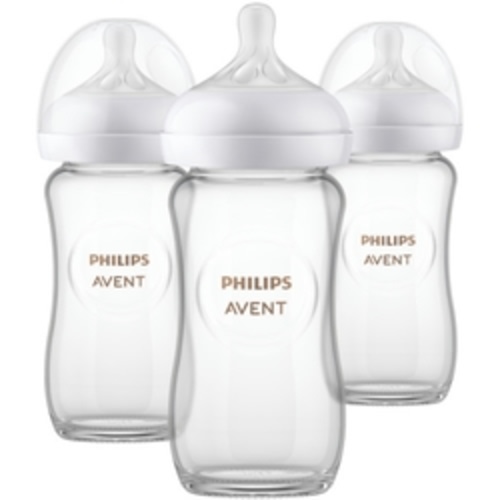 Philips Avent Glass Natural Baby Bottle With Natural Response Nipple, 8oz, 3 pack