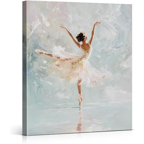 YeleY Ballerina Canvas Wall Art, Ballet Dance Pink Wall Decor