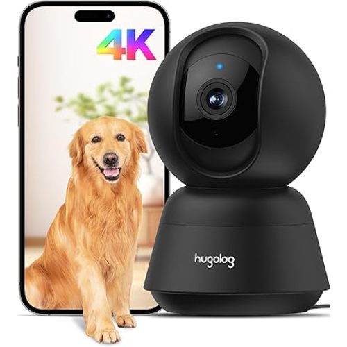 Hugolog 4K 8MP Indoor Pan/Tilt Security Camera with Auto-Focus,Ideal for Baby Monitor/Pet Camera/Home Security,Starlight Color Night Vision,Human/Pet AI,Two-Way Audio,US Cloud,Compatible with Alexa
