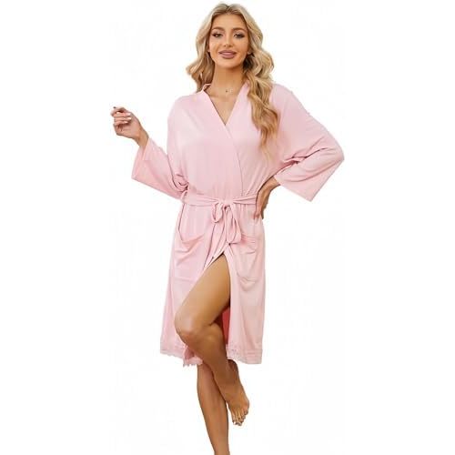 LYCY Short Robes for Womens Lightweight, Soft Womens Robe Spa Ladies Bathrobe 3/4 Sleeve