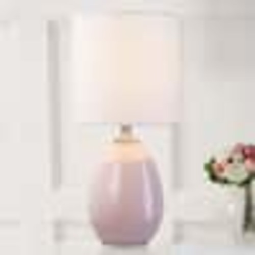 C Cattleya 19.75 in. Plug-in Pink Ceramic Table Lamp with White Linen Shade for Bedroom/Foyer/Living Room HCA2644-TPK