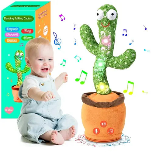Dancing Talking Cactus Toy for Baby Toddler, Boys Girls Gifts Singing Mimicking Recording Repeating What You Say Baby Toys with 120 English Songs (Adjustable Volume)
