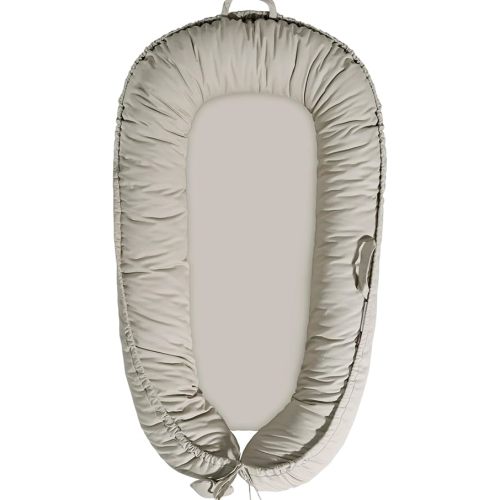 Baby Lounger - Baby Lounger for Newborn 0-24 Months, Soft Breathable Cotton Infant Lounger Cover, Portable Baby Nest for Travel, Newborn Essentials (Silver)