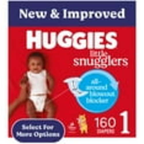 Huggies Little Snugglers Baby Diapers, Size 1 (8-14 lbs), 160 Ct (Select for More)