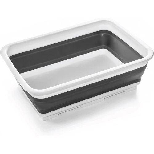 BINO Collapsible Wash Basin - Space Saving Portable Folding Dish Pan Dish Tub, White