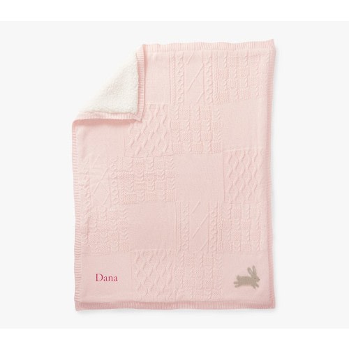 Bunny Patchwork Cable Heirloom Baby Blanket