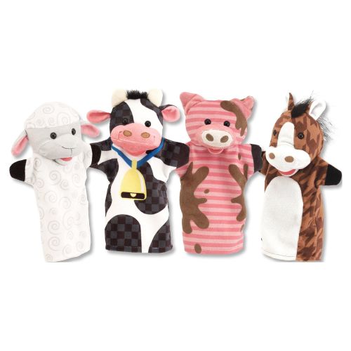 Melissa & Doug Farm Friends Hand Puppets (Set of 4) - Cow, Horse, Sheep, and Pig