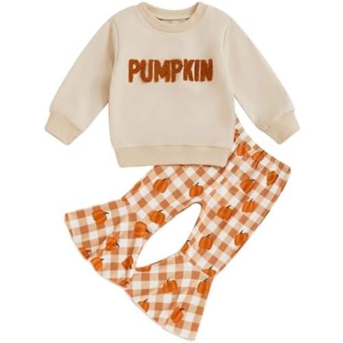 BemeyourBBs Toddler Baby Girl Fall Clothes Pumpkin Sweatshirt Flared Pants