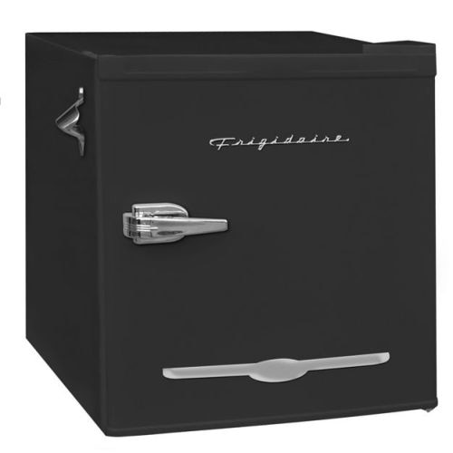 Frigidaire 1.6 cu ft Retro Fridge With Side Bottle Opener Black: Compact Mini Refrigerator, Manual Defrost, 1 Year Warranty