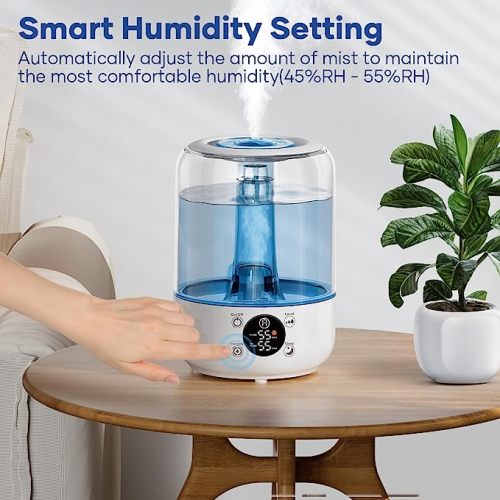 Hilife Humidifiers for Bedroom, 3L Ultrasonic Cool Mist Humidifiers for Home Baby Nursery & Plants, Quiet Top Fill Air Humidifier Lasts Up to 30 Hours, Auto Shut-Off, Filterless