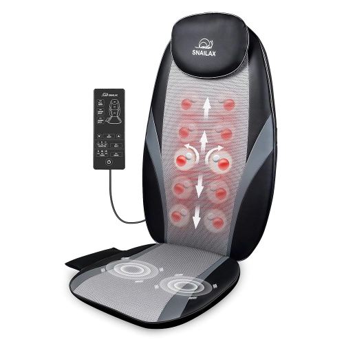 Snailax Shiatsu Back Massager with Heat -Deep Kneading Massage Chair Pad with Adjustable Intensity, Full Body Massage Seat Cushion for Relaxation, Seat Vibration