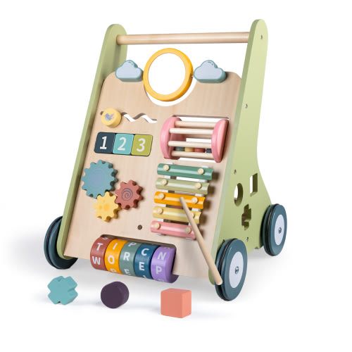 Baby Push Walker for Baby Boy Girl 6-12 Months Activity Center, Wooden Baby Walker Push Toy First Birthday Gifts, Walking Toys for 1 Year Old Learning to Walk