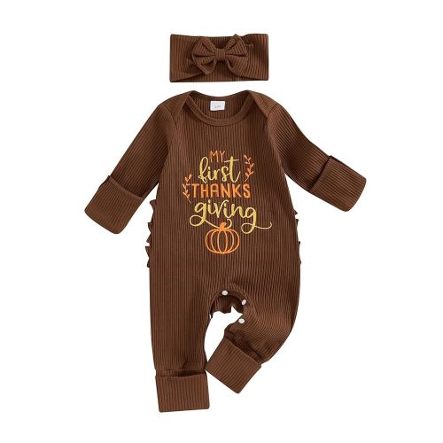 Kuriozud My First Halloween Outfit Baby Girl Ghost Romper Pumpkin Onesie Newborn Preemie Girl Pajamas Thanksgiving Clothes