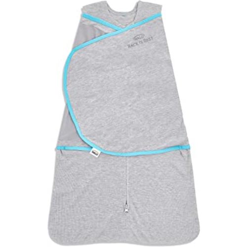 HALO Baby Sleepsack Swaddle Wearable Blanket, 3-Way Adjustable Infant Sleepsack, TOG 1.5, Ideal Temp, Heather Grey/Aqua, Small, 3-6 Months, 13-18 Pounds