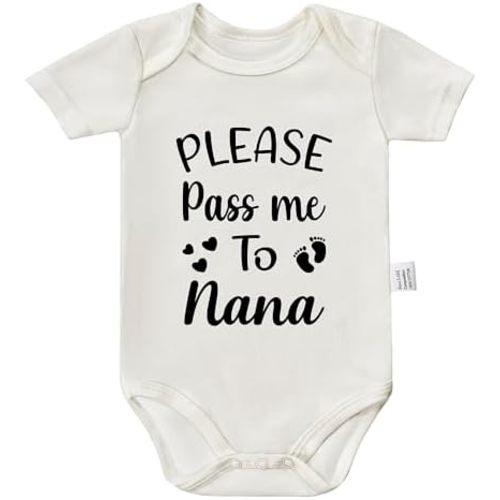 Please Pass Me to Nana Bodysuit, Newborn Girls Clothes, Grandma Baby Clothing, Infant Outfits 0-24 Month