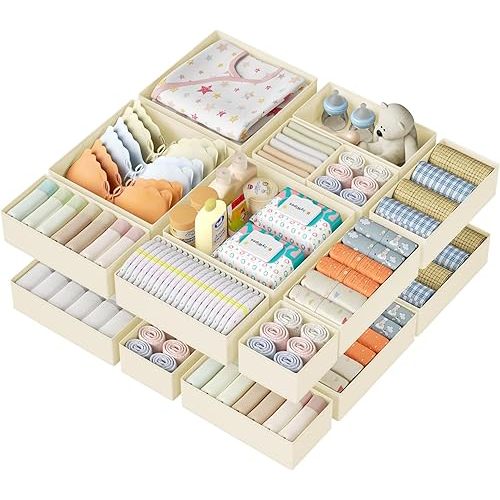 COLOR: Beige - 18 Pack Baby Dresser Organizer