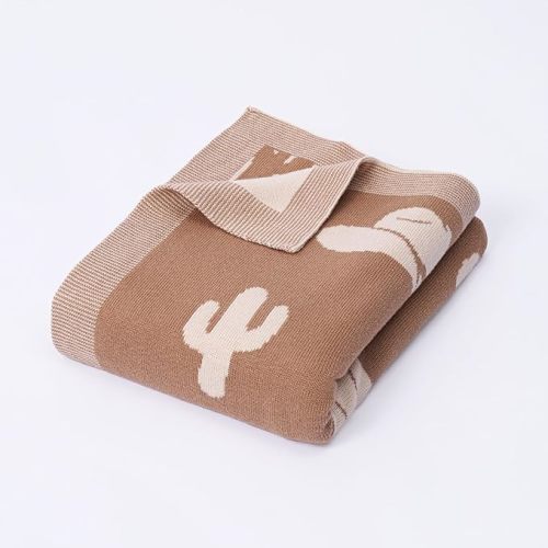 Cactus Jacquard Baby Blanket, 30"x40" Two-Sided Breathable Throw Blanket for Boys and Girls, Newborn Infant Toddler Ideal for Gift