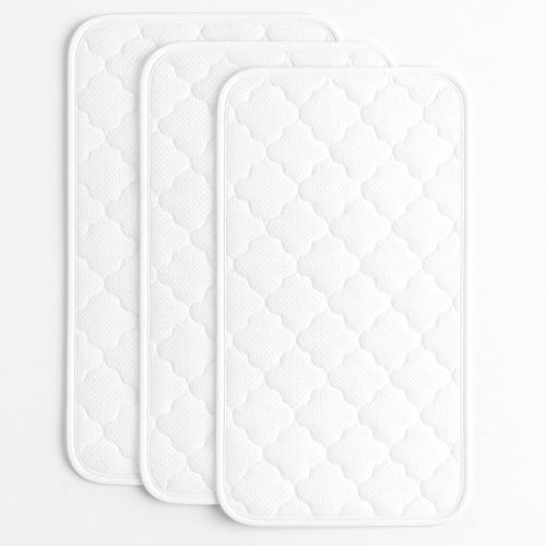 Blue Snail Baby Sweat-Wicking Changing Pad Liner - Waterproof & Quick-Drying and Reusable Diaper Mat, Soft Surface for Infants, Fits Standard Changers, 13"x27" White