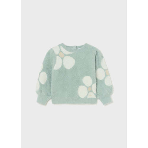 Infant Girl's Flower Jacquard Sweater, Jade
