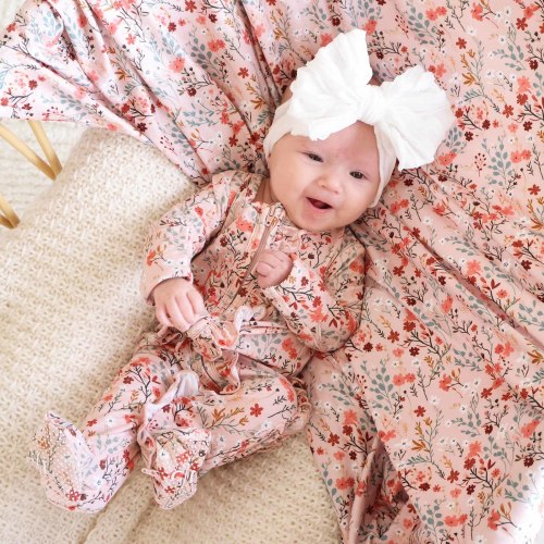 Autumn Blooms Ruffle Zipper Footie 0-3mos