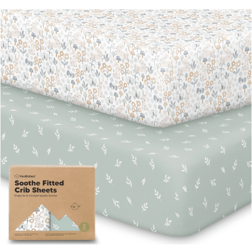 KeaBabies 2-Pack Organic Crib Sheets for Boys, Girls - 52x28 Fitted Crib Mattress Sheet Neutral, Breathable Jersey Cotton Cover for Baby Bed, Toddler Mattress, Soft & Cute Prints (Prairie)
