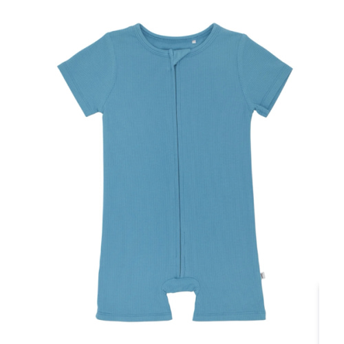 Poolside Blue Small Ribbed Summer Zip Romper