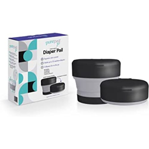 Go Portable Diaper Pail — Black — Superior Odor Control with No Added Fragrance — Collapses for On-The-Go — Compact & Space-Saving