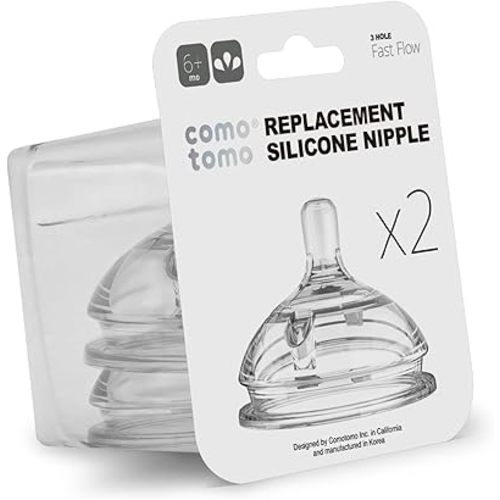 Comotomo Silicone Replacement Nipple, Slow Flow, 0-3 Months, 2 Count