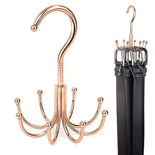 ZEDODIER Belt Hanger, 2 Pack Belt Rack Closet Accessories Organizer, Maximum 24 Storage Capacity, Hanging Holder Storage Hook for Belt, Bra, Tank Top, Tie, Scarf, Purse, Rose Gold