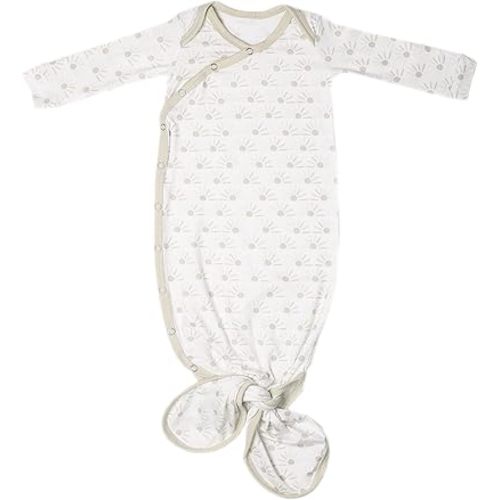 Copper Pearl Baby Gown - Knotted Newborn Sleepers for Baby Boy and Girl, Soft Stretchy Long Sleeve Infant Gowns with Bottom Tie and Hand Mittens, Perfect Hospital Coming Home Outfit (Shine)