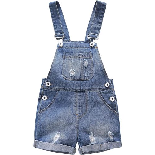 KIDSCOOL SPACE Baby Girl Boy Jean Overalls,Toddler Summer Denim Shortall - 6-12 Months - Blue-2108